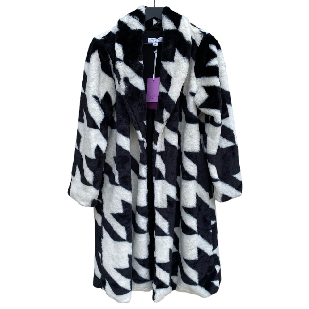 Sergio Hudson x Target Long Black and White Furry Coat size Small NWT